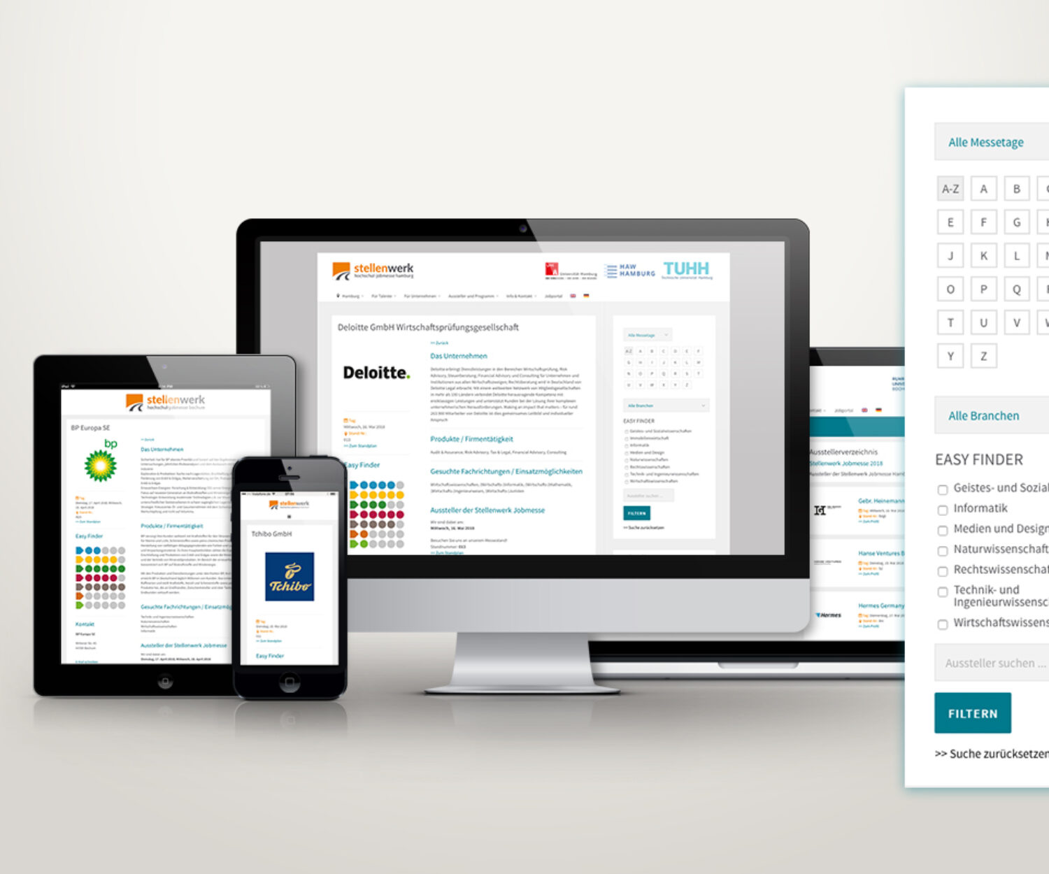 Stellenwerk Jobmesse Hamburg 2018 - Website Filter Unternehmen / Aussteller